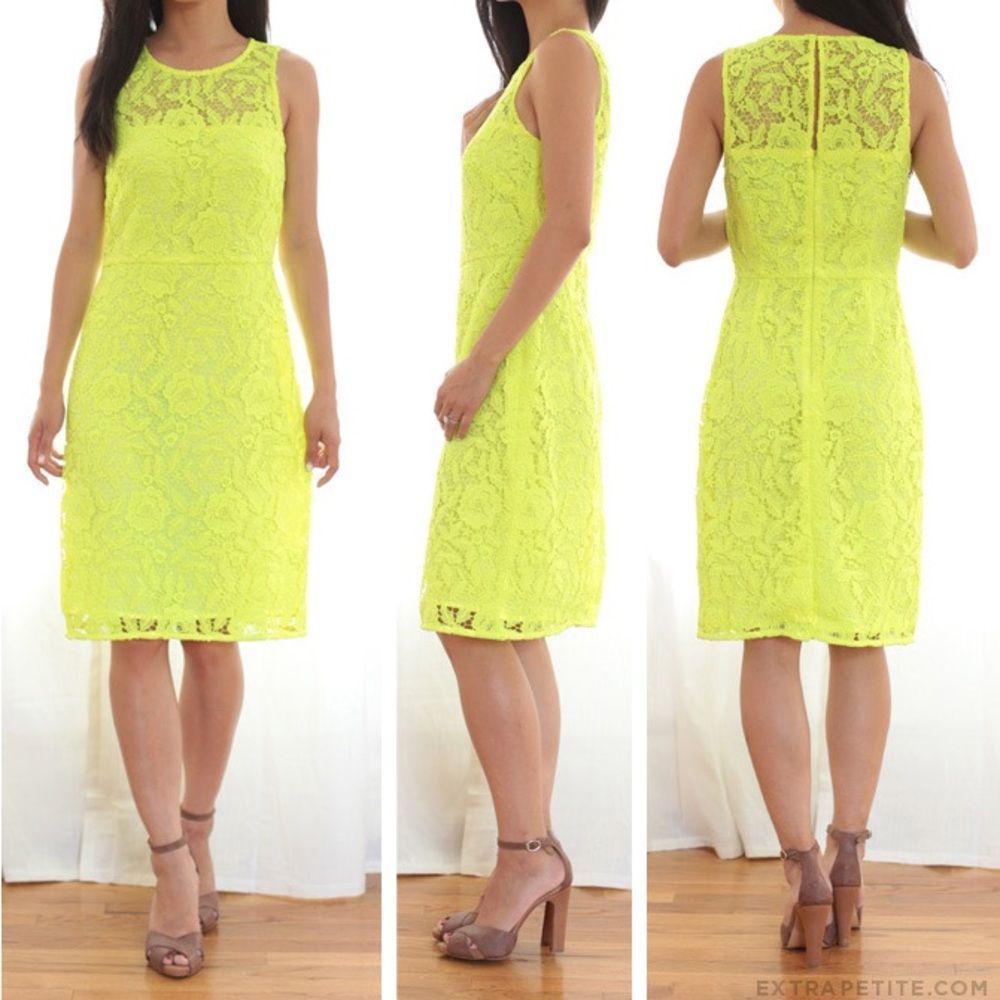 J Crew Collection Neon Green Lace Sleeveless Mini Sheath Dress
